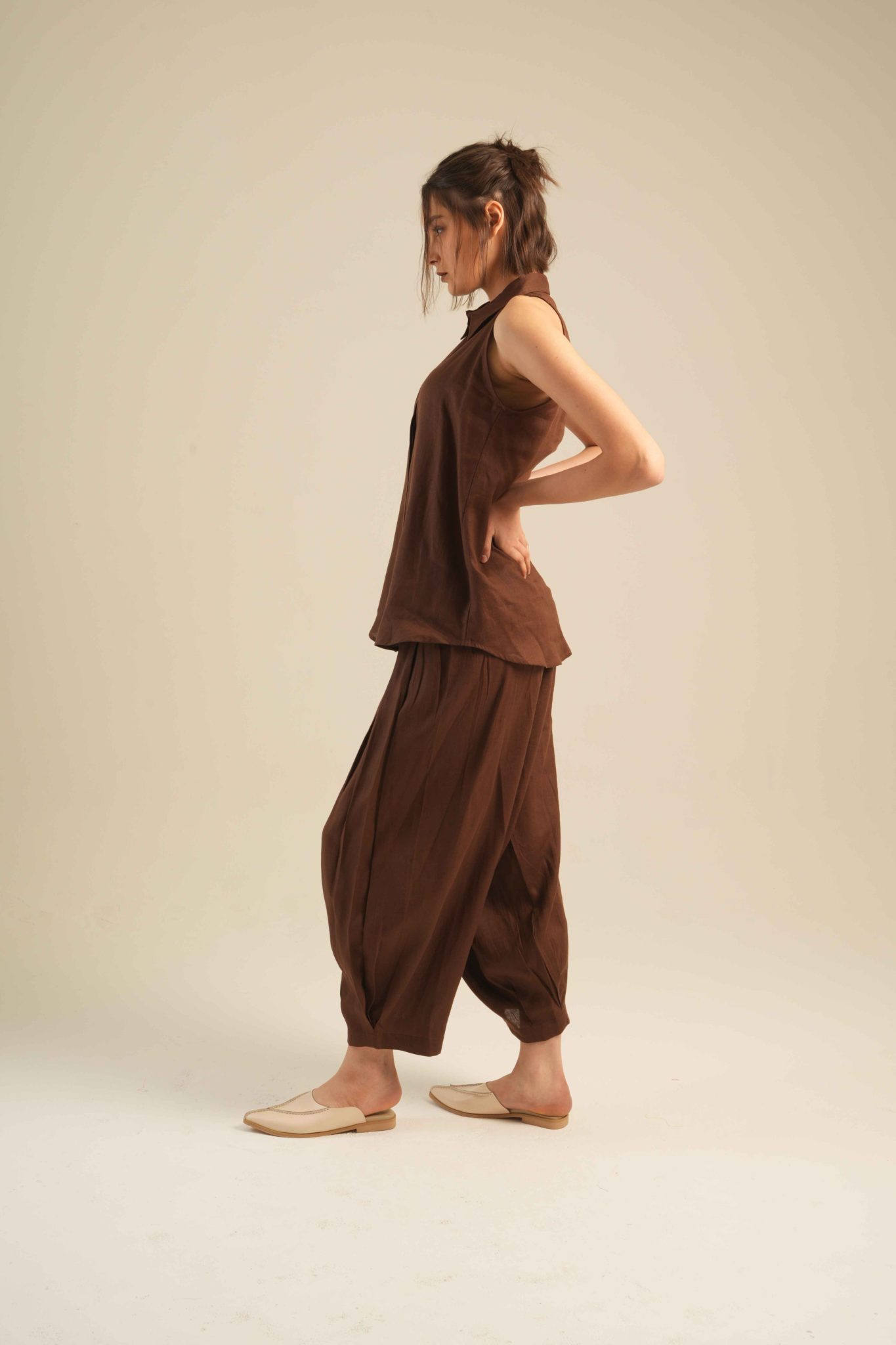 MAJJA PANTS IN BROWN_11zon